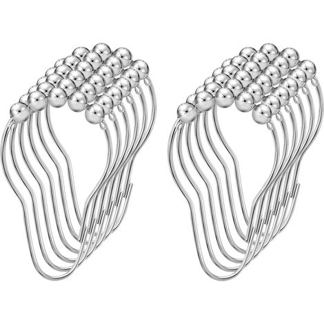 BEBUSINGOTO Lot de 12 Anneaux de Crochet pour Rideau de Douche, Anneaux de Rideau de Bain en Acier Inoxydable pour Salle de Bain (1/5)