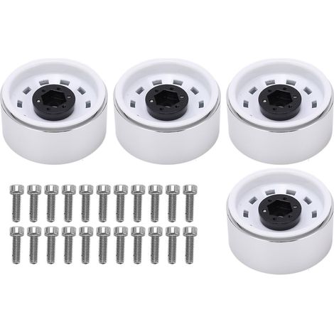 Lot de 4 jantes blanches en métal de 1,9" pour crawler RC AXIAL SCX10 1/10 - Moyeu à 10 trous carrés (1/5)