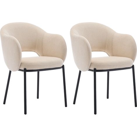 Sedia con braccioli in Tessuto testurizzato e Metallo Nero Beige - Lotto di 2 - ACACILIO (1/5)