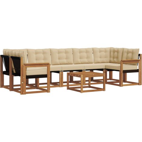 Ensemble de canapés d'extérieur 8 pcs Salon de jardin Naturel et Beige (1/5)