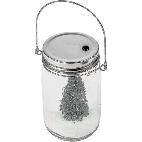 Hängender LED-Weihnachtsdekortopf aus grünem Glas (1/2)