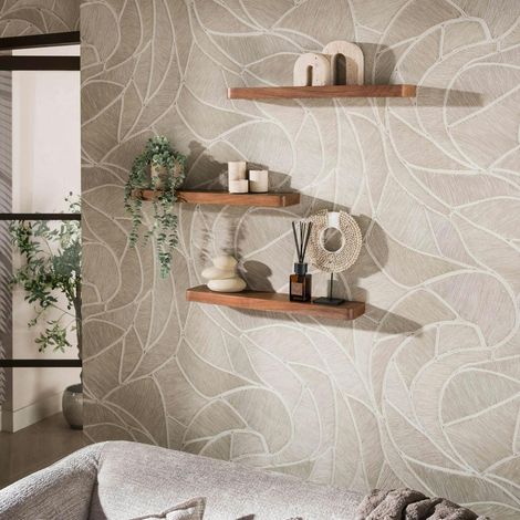 Etagère murale bois foncé à plateau épais 60 cm (lot de 3) NAKO (1/4)