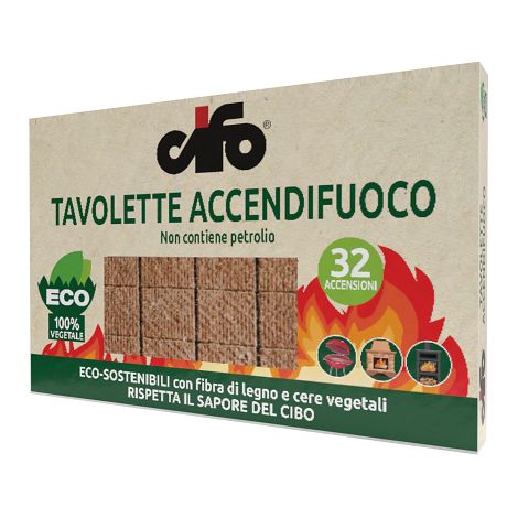 Tavolette Accendi fuoco 32 accensioni 100% vegetale CIFO ecosostenibili 5 PZ