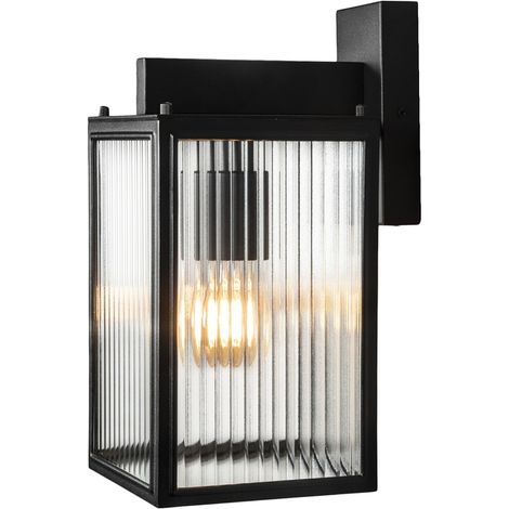 Lampe murale Carpi noir avec verre nervuré - 7352-751 (1/3)