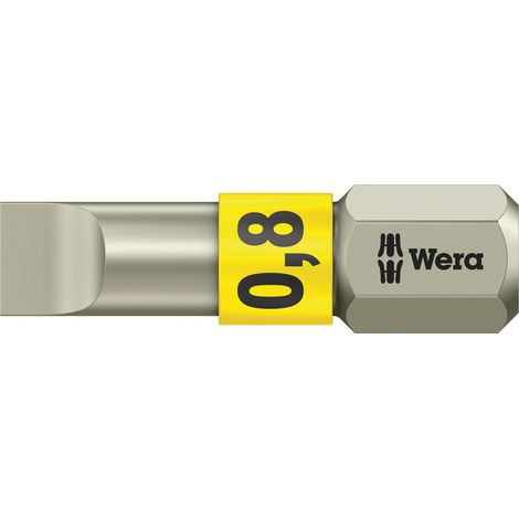 Conector para Tornillo - plana 1/4'', Acero Inoxidable con zona de torsión, 25 mm de largo, Ancho de hoja x Espesor de hoja : 5,5 x 0,8 mm (1/5)