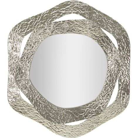 Dmora - Espejito Abacaxis, Espejo, Objeto de decoración de pared, Decoración de espejo, 66x6 h75 cm, Plata