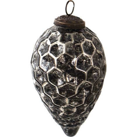Boule de Noël en Verre Noir et Argenté Ø 7 cm - Décoration Suspendue Style Campagne - PANGIVO (1/3)