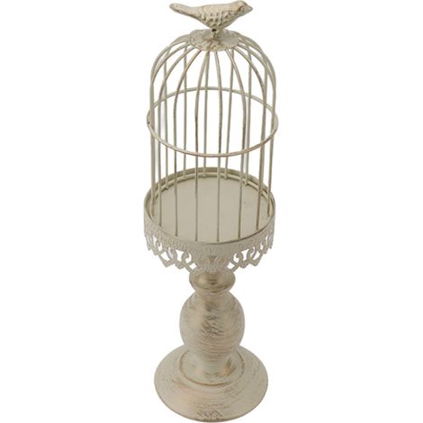 Cage à Oiseau Bougeoir Fer Vintage Base Stable Amovible Décor Cage Oiseau pour Chambre Restaurant (1/5)