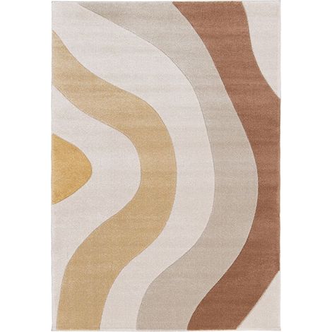 BOBOCHIC - Tapis poils ras NOVA motif abstrait 160x230 Beige (1/5)