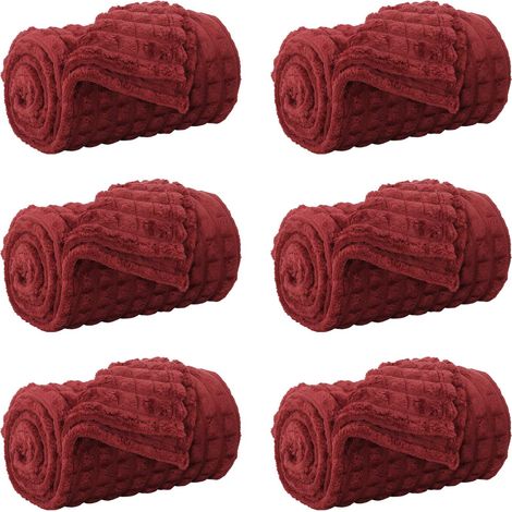 Couvertures à jeter 6 pcs Rouge Bordeaux 150 x 130 cm Toison