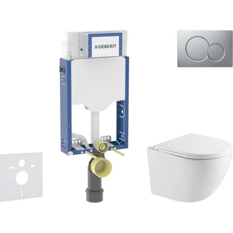 Geberit Kombifix - Set de bâti-support, cuvette Oudee et abattant softclose, plaque de déclenchement Sigma01, chrome mat laqué SANI15CA2102