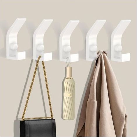 Robuste Wandhaken, 5-teiliges Set Metallhaken mit Schrauben, Doppelhandtuchhaken, Wandgarderobe, Huthaken, Handtuchhalter für Badezimmer/Schlafzimmer (Weiß) (1/5)