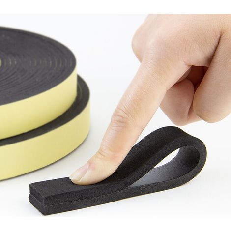 Guarnizione monoblocco per porte e finestre, guarnizione adesiva in schiuma per porta d'ingresso, striscia in neoprene resistente al freddo 8 mm (larghezza) x 5 m (lunghezza), nera e gialla (1/4)