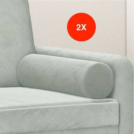 2 Coussins décoratifs Gris Ø15x50 cm En Velours. Idéal Salon, Sofa et Canapé (1/5)