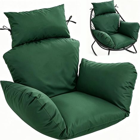 Coussin de fauteuil suspendu d'extérieur imperméable pour jardin, terrasse, gris (vert foncé) (1/5)