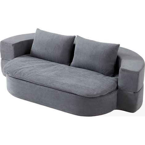 Sofá cama plegable 2 en 1 de espuma viscoelástica gris claro con 2 almohadas HOMVRA (1/5)
