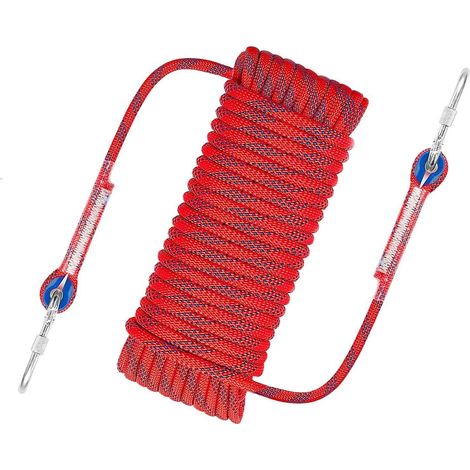 1 Corde d'escalade, Nylon, Diamètre 10mm, Mousqueton, Longueur 10m, Randonnée, Camping (1/4)