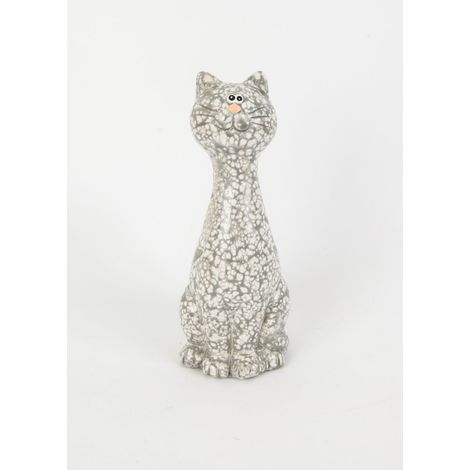TrendLine Dekofigur Katze Terrakotta 18 x 7 x 7 cm grau Figur