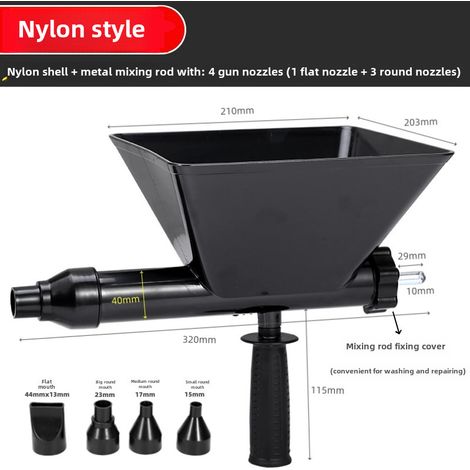 Pistolet à ciment électrique – coque nylon + tige métal – jointoiement portes/fenêtres, outil automatique, multi-têtes (1/5)
