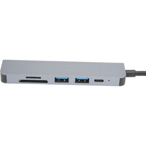 Hub USB multiporta per MacBook Pro Air, docking station USB-C a 6 porte con HDMI, lettore di schede SD, ricarica rapida da 100 W e porte USB 2.0, adesivo facile da rimuovere.