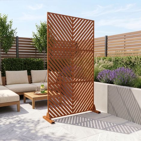 Paravent brise-vue Kekan acier corten 180 x 90 x 40 cm rouille