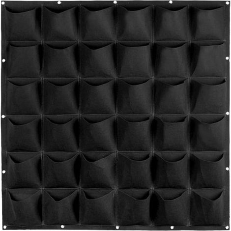 Sacs de Culture Muraux Support de Plus en Plus d'Intérieur pour Plantes d'Extérieur, 36 Poches Jardinière Verticale pour Plantes Légumineuses (Noir)-Fei Yu