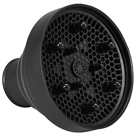 Difusor de secador de pelo profesional, adaptador plegable para secador de pelo, herramienta de peluquería, capucha universal de 13,8 x 11,5 cm (color: negro)