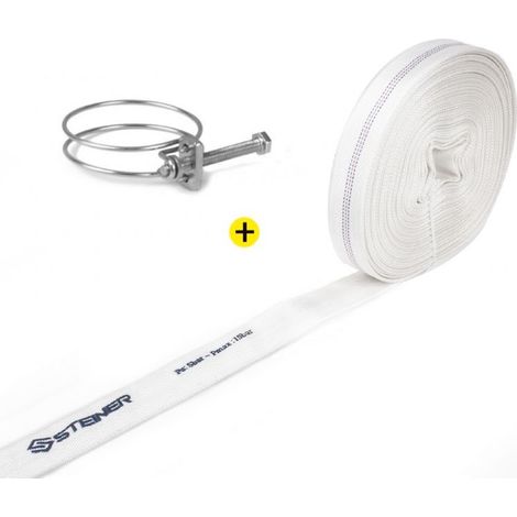 Steiner – Tuyau de pompe plat Ø32mm 25m – PVC renforcé pour évacuation et irrigation – Pression max 5 bar – Accessoire collier de serrage inclus