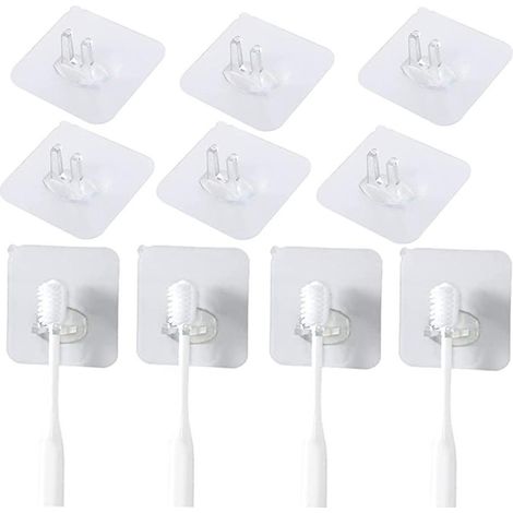 suneech Support De Brosse Dents, 10 Pcs Support Mural Porte-brosse Dents Transparent, Universels Pour Brosse Dents Mural, Rutilisable Porte-bro (1/5)