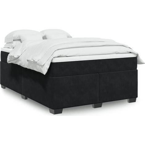 vidaXL Sommier à lattes de lit avec matelas Noir 140x190 cm Velours (1/5)