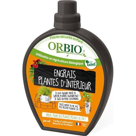 Engrais liquide pour plantes d'intérieur ORBIO 300 ml NPK 3-3-5 Bio NF U 42-001 (1/2)