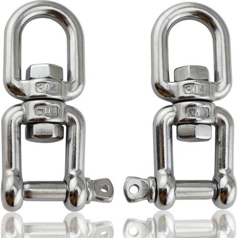Manille De Levage M8 - Acier Inoxydable 304 - Anneau Pivotant Œil À Œil - Pour Fauteuils Suspendus Et Sacs De Jardin - Lot De 2 (1/4)