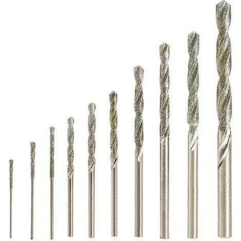10pcs Diamant Foret Hélicodal 0.8/1.0/1.2/1.5/1.8/2.0/2.5/3.0/3.5/4.0mm pour Jade Verre Perle Coquillages Adaptés pour Banc Perceuse Moulin Suspendu (1/5)