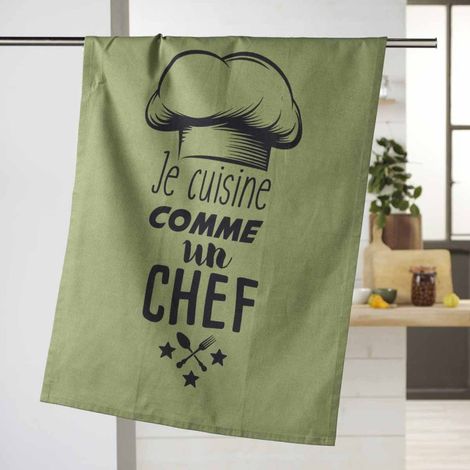 Torchon de Cuisine "Comme un Chef" 50x70cm Kaki (1/5)