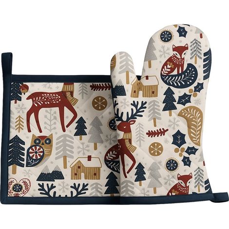 Gant et manique de cuisine 20 x 20 cm Animaux d'hiver (1/3)
