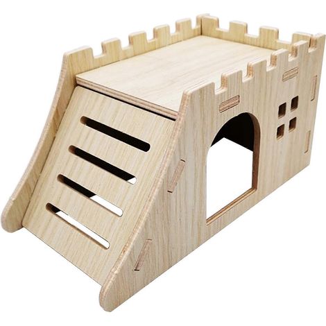 Maison en bois pour hamster / cachette / nid pour grimper / décoration d'habitat, adaptée aux petits animaux de compagnie tels que les mini gerbilles, les hamsters et les cochons d'Inde. (1/5)