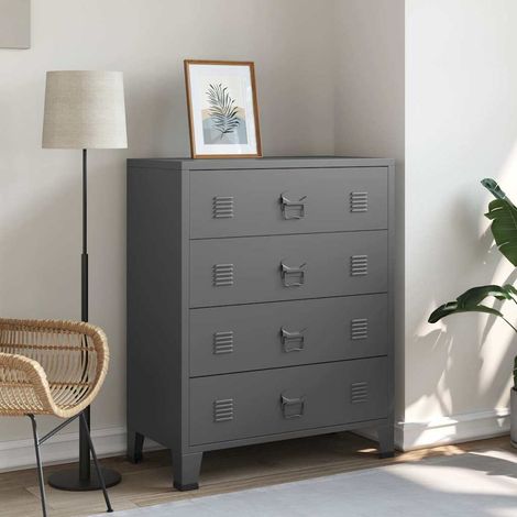 Armoire à tiroirs Meuble de Rangement - Style Contemporain industrielle Anthracite 78x40x93 cm Métal BV826493 - BonneVie (1/5)