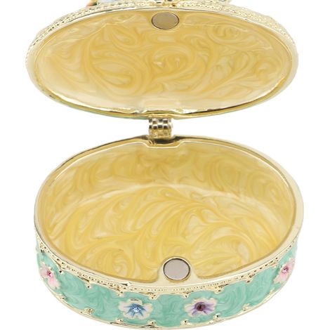 Boîte à bijoux vintage en émail, peinte à la main, boîte de rangement en métal, organisateur de bijoux décoratif pour bagues, boucles d'oreilles et colliers, bleue (1/5)