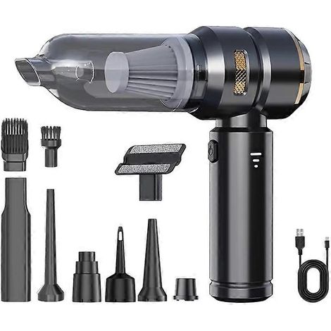 Aspirateur de voiture puissant à main sans balais moteur nettoyage machine souffleur d'air pour maison appareil noir (1/5)