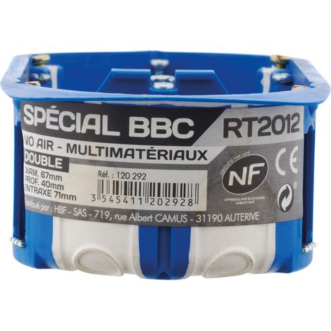 Boîte d'encastrement double No Air multimatériaux diamètre 67 mm profondeur 40 mm entraxe 71 mm – ZE (1/5)
