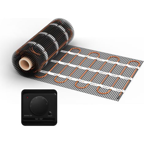 Chauffage au sol électrique pour carrelage WARMON ULTRA 200 W/m² + Thermostat AC3082H analogique, noir - 10 m²