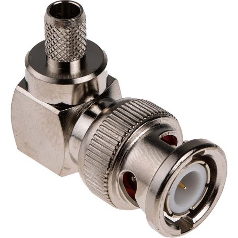 Connecteur coaxial RS PRO Mâle à angle droit, raccordement A sertir 75O Montage sur câble ( Prix pour 1 ) (1/2)