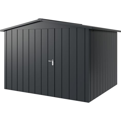 Hörmann Metall-Gerätehaus "Juno" mit Satteldach, JSD13 - Modern, 310 x 262 cm (B x T), anthrazit, 1-flüglige Tür, Anschlag links