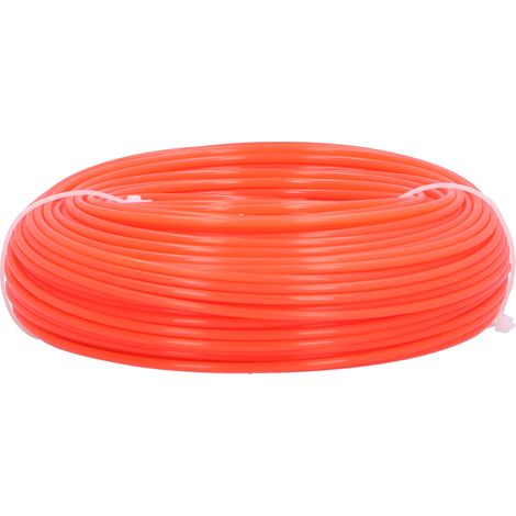 Fil de coupe-bordures de 50 m et 2,4 mm de diamètre, fil rond en nylon de remplacement pour les coupe-bordures à essence. (1/5)