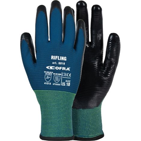 Guanti da Lavoro ad Alta Resistenza Cofra Rifling Blu 10
