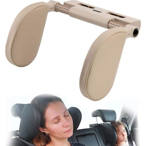 Appui-tête de voiture pour adultes enfants, support de cou réglable pour siège de voiture (beige) - RW (1/5)