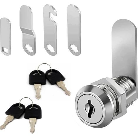 Serrure de boîte aux lettres 20mm avec 4 clés Livré avec 4plaques de verrouillage différentes, serrure à levier pour boîtes aux lettres, portes (1/5)