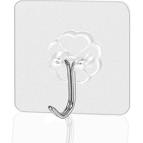 Juego de 4 ganchos de pared autoadhesivos de 10 kg (máx.) que no requieren taladrado，ganchos y perchas transparentes para el hogar (1/4)