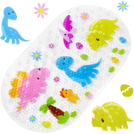 69x39cm Baozun Tapis de Bain de Bande dessinée, Tapis de Baignoire antidérapant avec Ventouse Tapis de Douche (Dinosaure) (1/5)