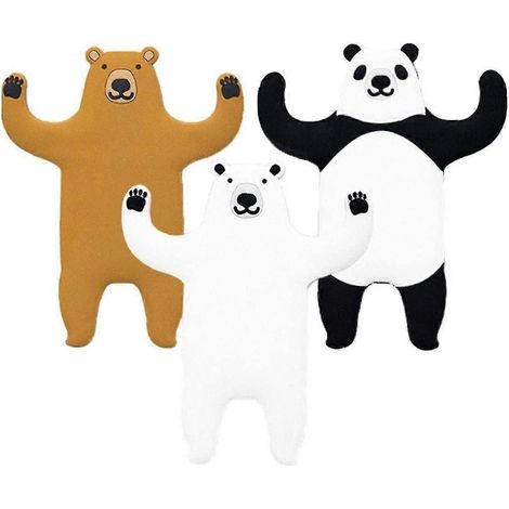 Wandhaken, selbstklebende Haken mit Bärenmotiv, robuste Wandhaken für Küche, Kühlschrank, Fenster, Schal, Tasche, Handtuch, Hut, Schlüssel (weiß + braun + schwarz) (3er-Set) (1/5)